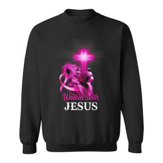 Christian Lion Cross Religious Saying Breast Cancer Sweatshirt - Seseable