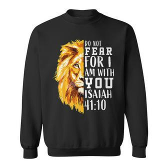 Christian Religious Bible Verse Sayings Lion Fear Scripture V6 Sweatshirt - Seseable