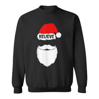 Christmas Believe In Santa Claus Believe Quote On Santa Hat Men Women Sweatshirt Graphic Print Unisex - Seseable