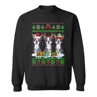 Christmas Boston Terrier Dog Puppy Lover Ugly Xmas Sweater Men Women Sweatshirt Graphic Print Unisex - Thegiftio UK