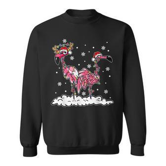 Christmas Flamingo Lover Santa Hat Xmas Lights Xmas Gifts Men Women Sweatshirt Graphic Print Unisex - Thegiftio UK