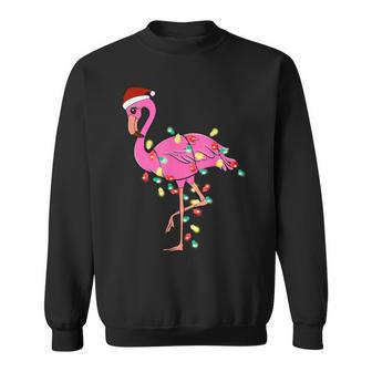Christmas Flamingo Santa Hat Xmas Lights Flamingo Loves Men Women Sweatshirt Graphic Print Unisex - Thegiftio UK
