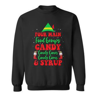 Christmas Four Main Food Groups Elf Buddy Xmas Pajama Gifts Men Women Sweatshirt Graphic Print Unisex - Seseable