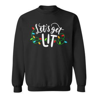 Christmas Funny Pajamas Lets Get Lit Christmas Men Women Sweatshirt Graphic Print Unisex - Seseable