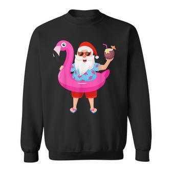 Christmas In July Santa Hawaii Sunglasses Flamingo Men Women Sweatshirt Graphic Print Unisex - Thegiftio UK