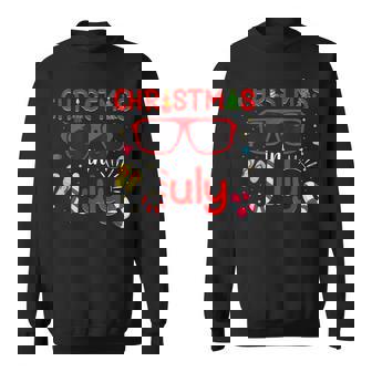 Christmas In July Sunglasses Funny Summer Beach Vacation Men Women Sweatshirt Graphic Print Unisex - Thegiftio