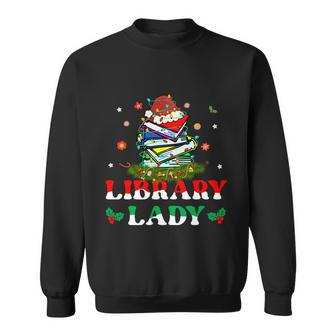 Christmas Library Lady Librarian Xmas Lights Books Gift Sweatshirt - Monsterry UK
