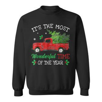 Christmas Red Truck Its The Most Wonderful Time Of The Year Men Women Sweatshirt Graphic Print Unisex - Seseable