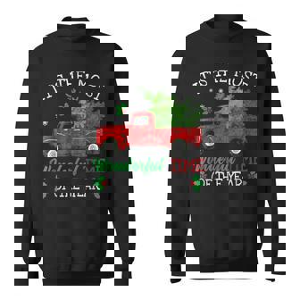 Christmas Red Truck Its The Most Wonderful Time Of The Year Men Women Sweatshirt Graphic Print Unisex | Seseable CA