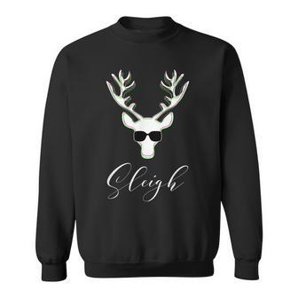 Christmas Reindeer Pajama Sleigh All Day Men Women Sweatshirt Graphic Print Unisex - Seseable
