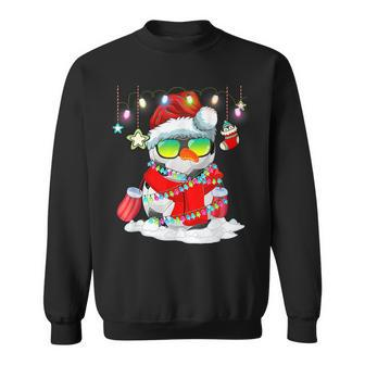 Christmas Soccer Ball Snowman Santa Hat Lights Funny Xmas Men Women Sweatshirt Graphic Print Unisex - Seseable