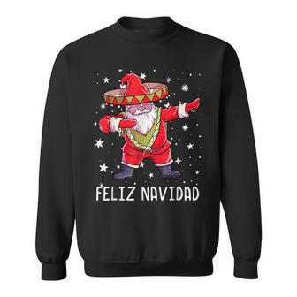Christmas Sombrero Poncho Mexican Dabbing Santa Funny Men Women Sweatshirt Graphic Print Unisex - Seseable