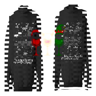 Christmas Spirits Glasses Of Wine Funny Xmas Holidays Party V2 Men Women Sweatshirt Graphic Print Unisex - Thegiftio UK