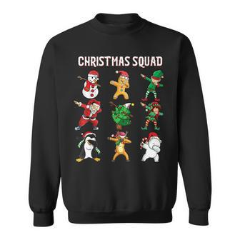 Christmas Squad Dab Santa Friends Matching Family Christmas Men Women Sweatshirt Graphic Print Unisex - Seseable