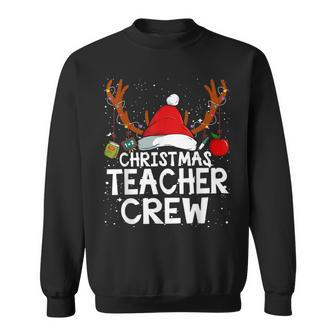 Christmas Teacher Crew Santa Hat Reindeer Lights Men Women Men Women Sweatshirt Graphic Print Unisex - Seseable