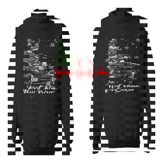 Christmas Tree Red Truck Pajama Vintage Buffalo Plaid Truck V2 Men Women Sweatshirt Graphic Print Unisex | Seseable CA