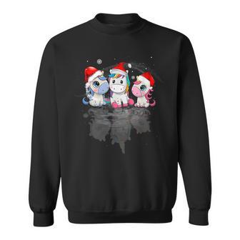 Christmas Unicorn Shadow Santa Hat Funny Xmas Gifts Ns Men Women Sweatshirt Graphic Print Unisex - Seseable