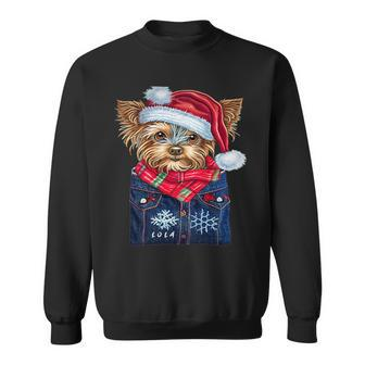 Christmas Yorkie Puppy Named Lola I Keep In My Pocket Sweatshirt - Seseable