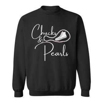 Chucks And Pearls 2021 Hbcu Black Girl Magic White Gift Sweatshirt - Seseable