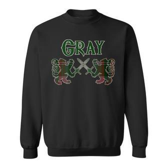 Clan Gray Scottish Family Kilt Tartan Lion Men Women Sweatshirt Graphic Print Unisex - Seseable