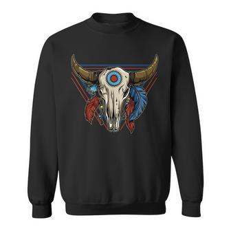 Classic Buffalo Skull Native American Tribe Totem Sweatshirt - Seseable