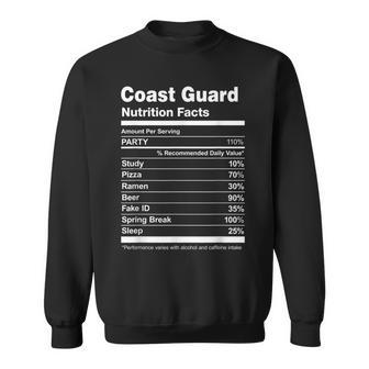 Coast Guard Nutrition Facts College University Sweatshirt - Seseable