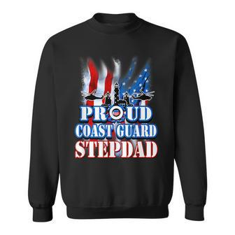 Coast Guard Stepdad Usa Flag Military Fathers Day Sweatshirt - Seseable