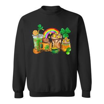 Coffee Lucky Latte Green Irish Shamrock St Patricks Day Sweatshirt - Seseable