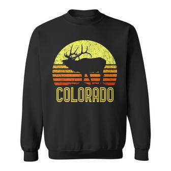 Colorado Elk Hunter Dad Vintage Retro Sun Bow Hunting Gift Sweatshirt - Seseable