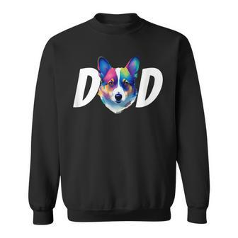 Colorful Pembroke Welsh Corgi Dad Dog Lovers Fathers Day Sweatshirt - Thegiftio UK
