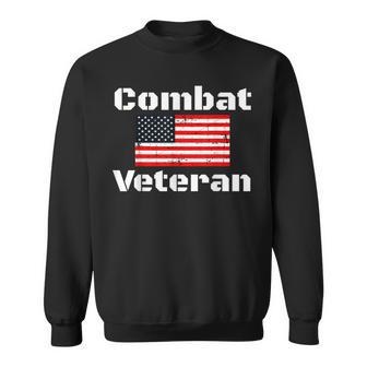 Combat Veteran American Flag Veterans Day Men Women Sweatshirt Graphic Print Unisex - Seseable