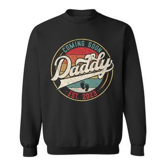 Coming Soon Daddy Est 2023 Promoted To Dad Daddy Fathers Day Sweatshirt - Thegiftio UK