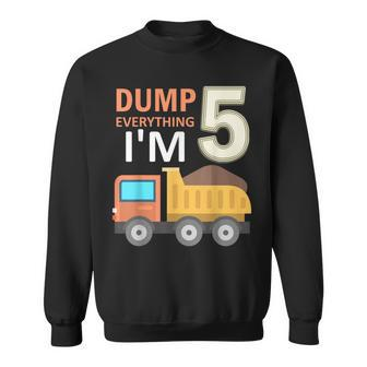 Construction Truck 5Th Birthday 5 Years Old Digger Builder V3 Men Women Sweatshirt Graphic Print Unisex - Thegiftio UK