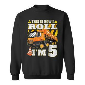 Construction Truck 5Th Birthday 5 Years Old Digger Builder V4 Men Women Sweatshirt Graphic Print Unisex - Thegiftio UK