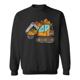 Construction Vehicle Thanksgiving Pumpkin Fall Autumn V2 Men Women Sweatshirt Graphic Print Unisex - Thegiftio UK