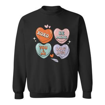 Conversation Hearts Groovy Valentines Day Couple Matching Sweatshirt - Seseable