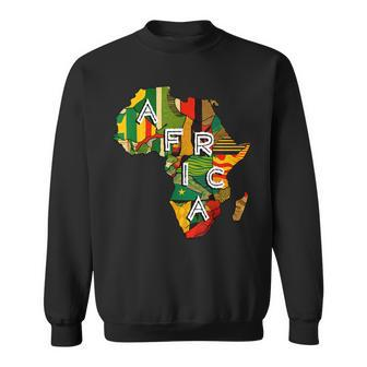 Cool Africa Map Traditional Kente Cloth African Melanin Sweatshirt - Thegiftio UK