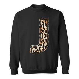 Cool Letter J Initial Name Leopard Cheetah Print Men Women Sweatshirt Graphic Print Unisex - Thegiftio UK