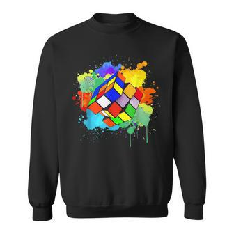 Cool Rubik Rubix Rubics Player Cube Watercolor Lovers Sweatshirt - Seseable