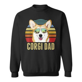 Corgi Dog Dad Vintage Retro Sunset Beach Vibe Fathers Day Sweatshirt - Seseable