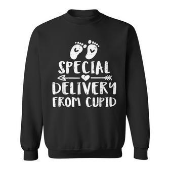 Cupid Baby Delivery Valentines Day Pregnancy Announcement Men Women Sweatshirt Graphic Print Unisex - Seseable