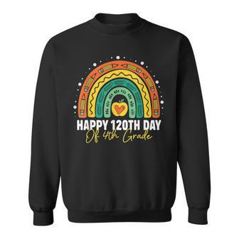 Cute 120Th Day Of 4Th Grade Student Teacher Rainbow Leopard Men Women Sweatshirt Graphic Print Unisex - Thegiftio UK