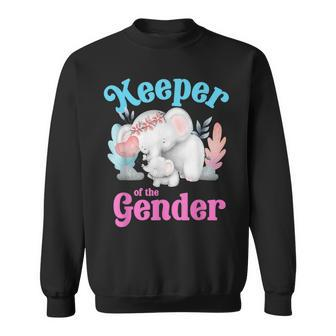 Cute Baby Elephant Keeper Of Gender - Baby Reveal Party Idea Men Women Sweatshirt Graphic Print Unisex - Thegiftio UK