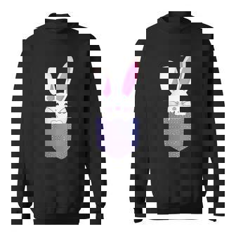 Cute Bunny In Pocket Funny Easter Bunny In Pocket Sweatshirt | Mazezy