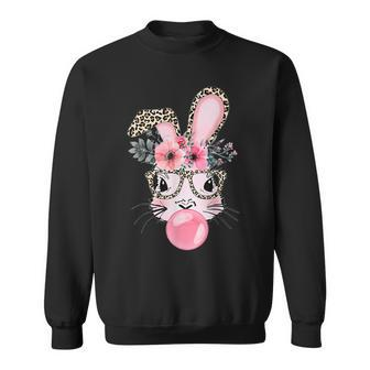 Cute Bunny With Leopard Glasses Happy Easter Day Sweatshirt - Seseable