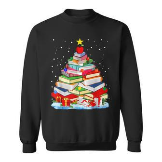 Cute Christmas Library Tree Gift Librarian And Book Men Women Sweatshirt Graphic Print Unisex - Thegiftio UK