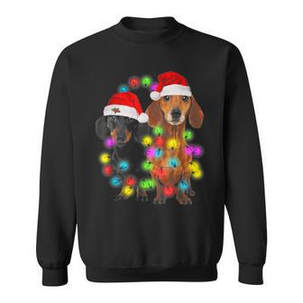 Cute Dachshund String Light Christmas Tree Xmas Light Dog Men Women Sweatshirt Graphic Print Unisex - Seseable