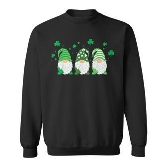 Cute Gnomes Holding Shamrock Leopard Plaid St Patricks Day Sweatshirt - Thegiftio UK