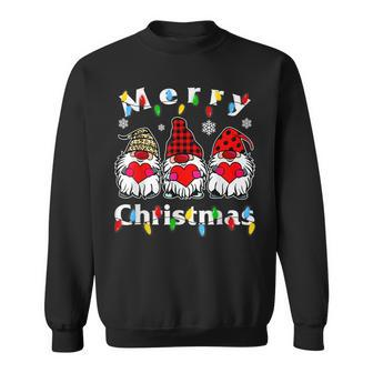 Cute Gnomies Squad Leopard Buffalo Plaid Christmas Lights Men Women Sweatshirt Graphic Print Unisex - Thegiftio UK
