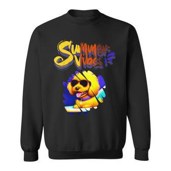 Cute Golden Retriever | Summer Vibes | Dog Wearing Glasses Sweatshirt | Mazezy